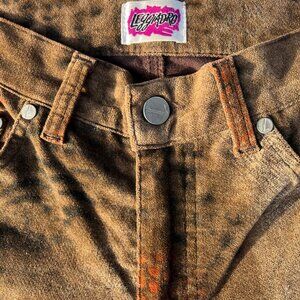 Leggiadro Brown Velvet Animal Print Pants, Size 00